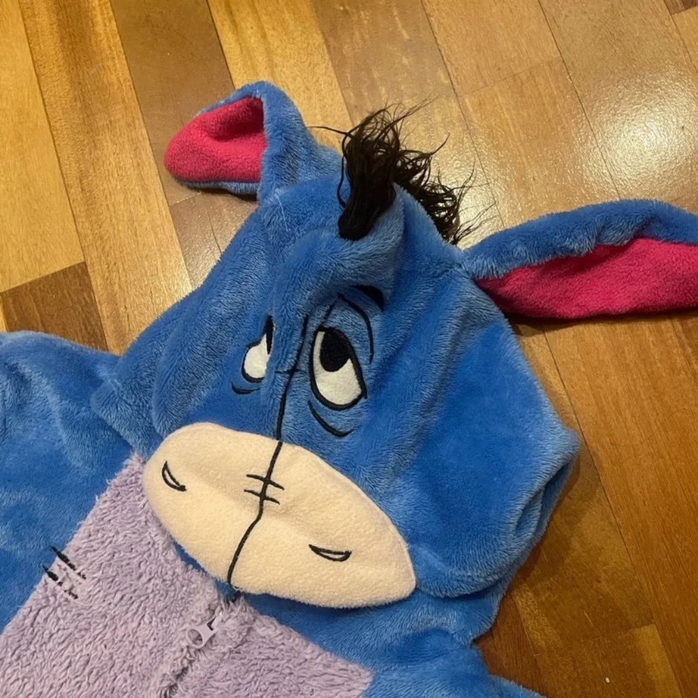 Disney Eeyore Hooded One Piece Sleepwear Pajamas Jump Suit Adult XL with Tail - Picture 3 of 6